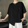 DIMANAF 2025 Summer Solid Plus Size T-shirt Women Short Sleeve Long Loose Tops Tees