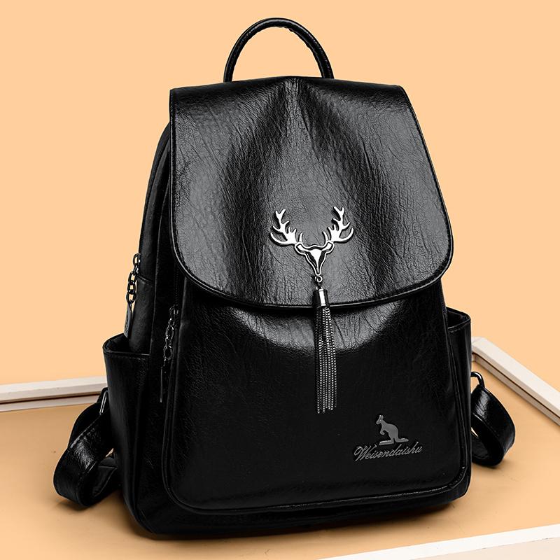 Damen Rucksack Große Kapazität Reise Weicher Leder Rucksack Mutter Tasche
