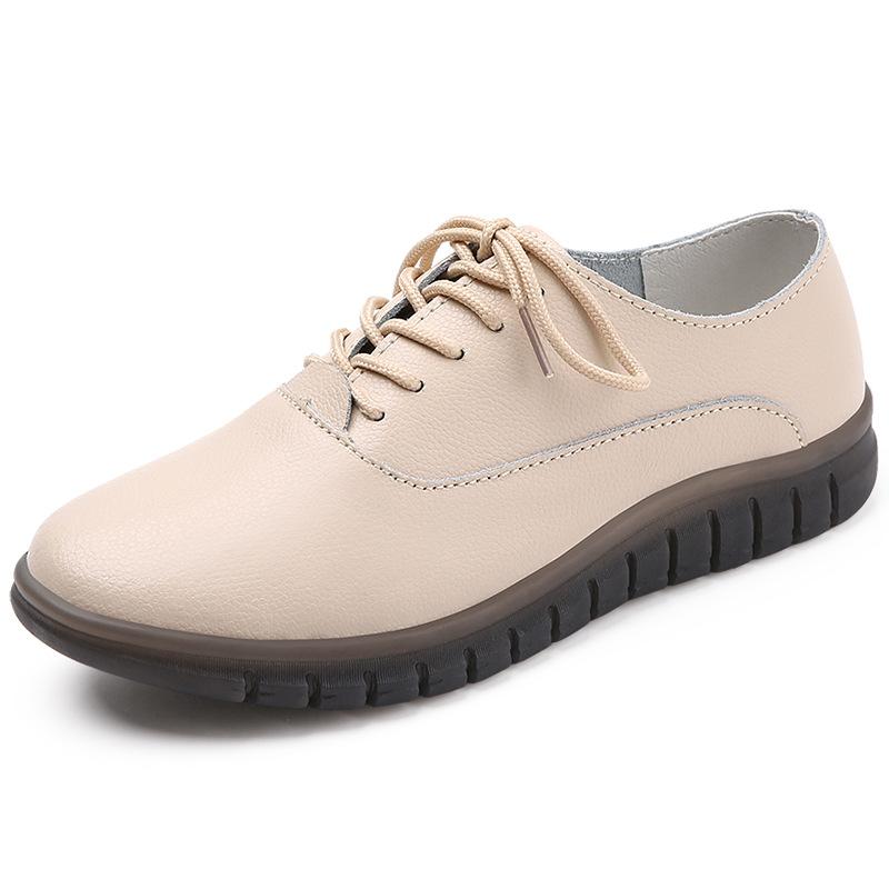 

Новая женская обувь из натуральной кожи для весны и осени, удобная мягкая подошва, обувь для мам среднего возраста, повседневная обувь на толстой подошве, однотонная обувь больших размеров 41