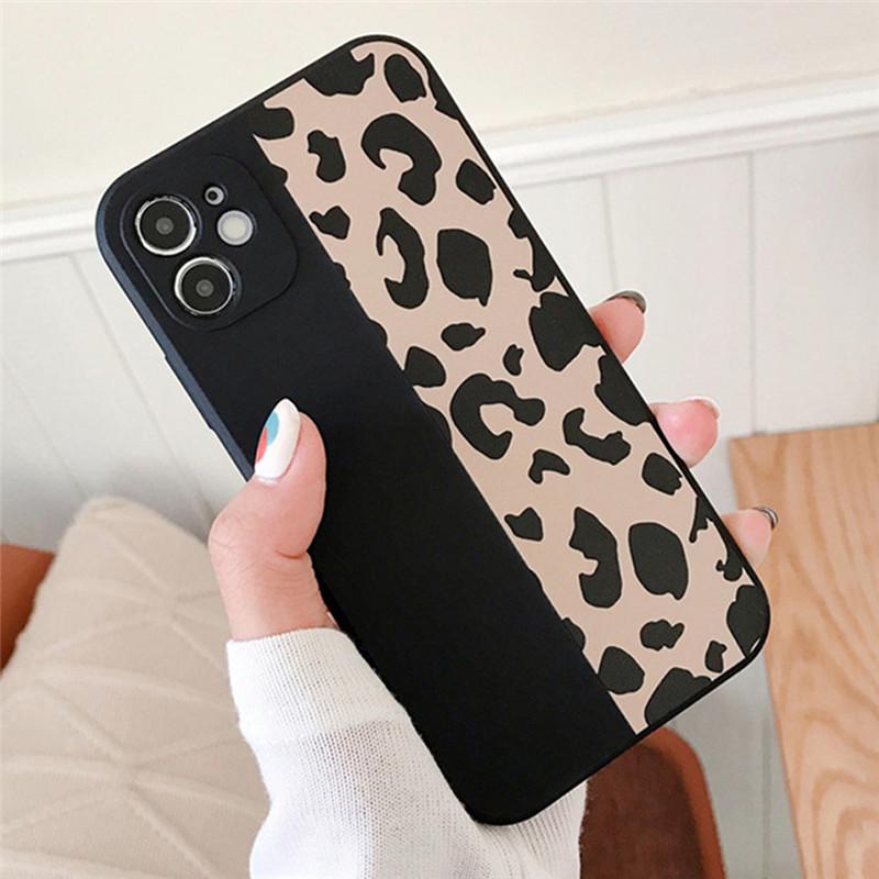 LUPWAY Leopard Print Handyhülle für iPhone 13 12 11 Pro X XR XS Max Weiche stoßfeste Modehülle für iPhone 13 12 Mini 7 8 Plus