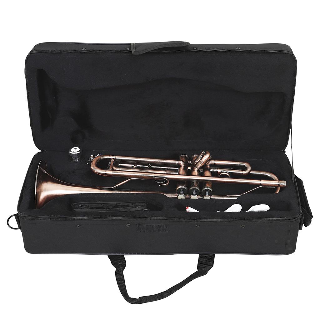Bb Trumpet B Flat Brass body Trumpet Performance Beginners Pro Brass Musical Instrument with Straps Gloves Wipping Cloth Parts