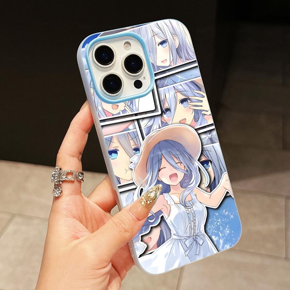 Date a Live Mio Takamiya Jelly Double layer Light Blue Mobile Phone Case for iPhone 17 16 15 14 13 12 11 Air Pro Max Plus