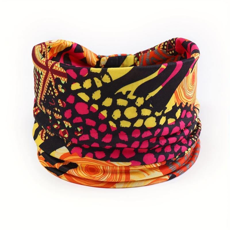African Tribal Print Wide Headband With Soft Stretchy Fabric For Yoga Workout Running Wear
