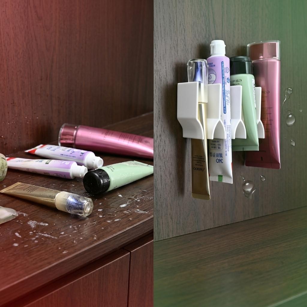 1pc 3D Printed Bathroom Toothpaste Storage Rack Face Wash Holder Wall Mounted No Drilling Required Toilet Clip Organizer