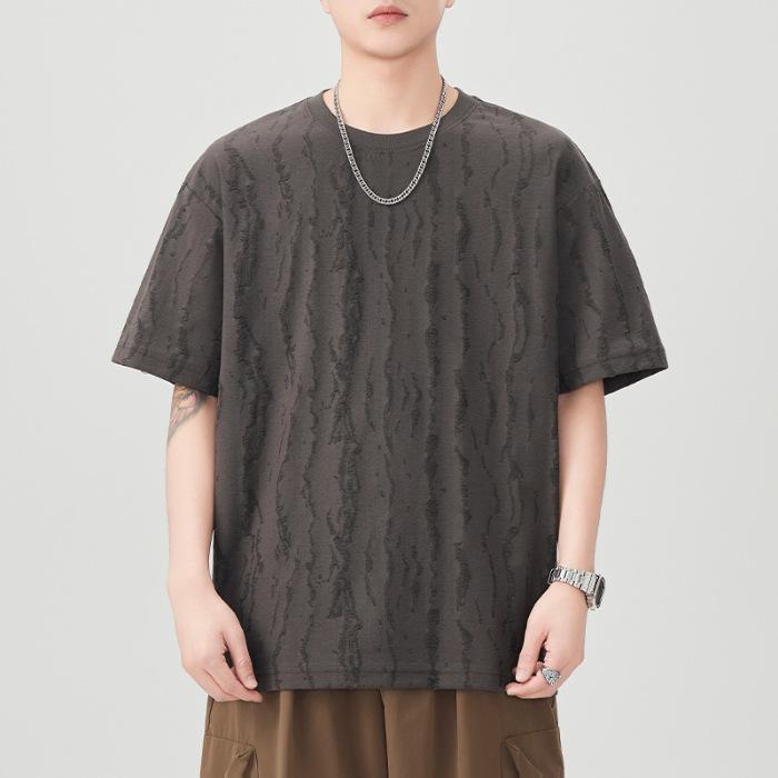 

Новая летняя футболка с коротким рукавом для мужчин, текстурированная футболка, свободная куртка с рукавом пять четвертей 4XL