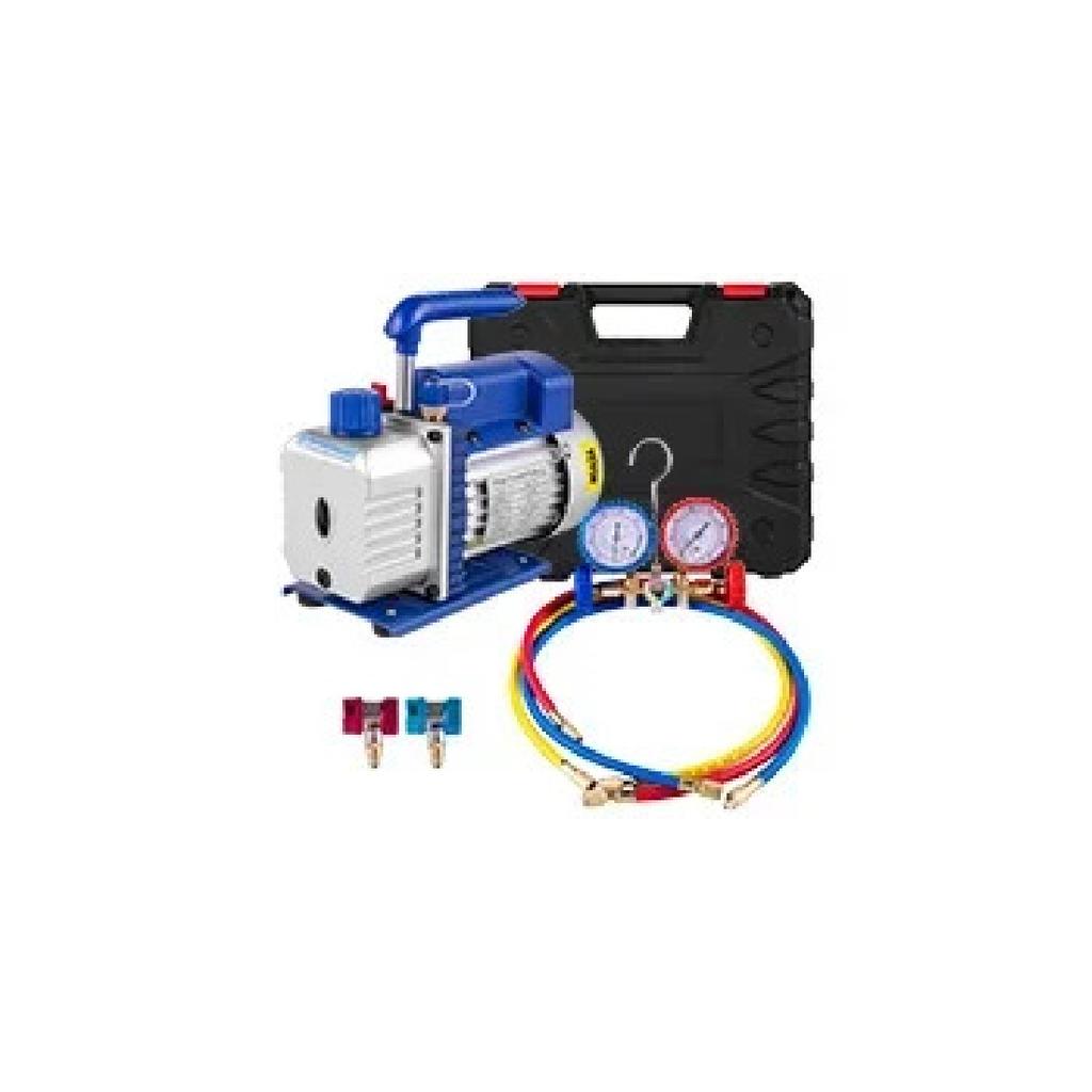 Vacuum Pump with Gauges AC Refrigerant HVAC Refrigeration Vacuum Packing Air Condition Automobile Maintenance 1.8-4.8CFM