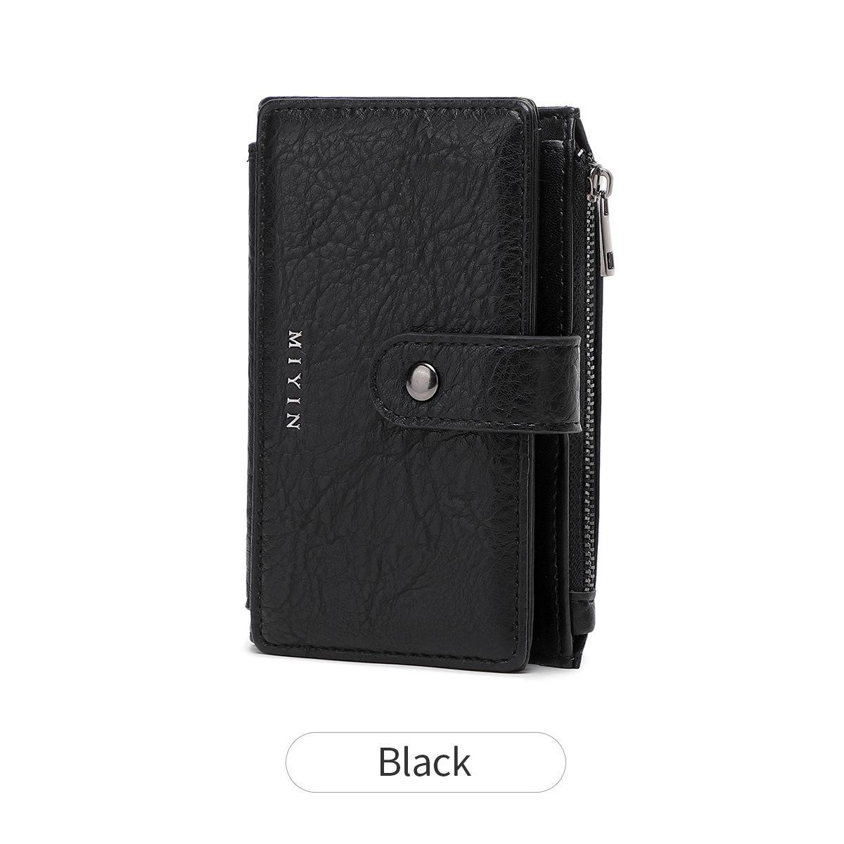 Cross-Border RFID Women s Multi-Functional Tri-Fold Wallet with Retro Coin Purse чёрный