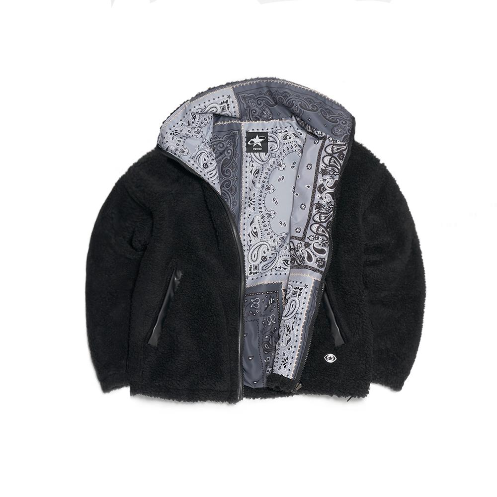 Fm91.02 Teddy Bear & Paisley Reversible Jacket Black