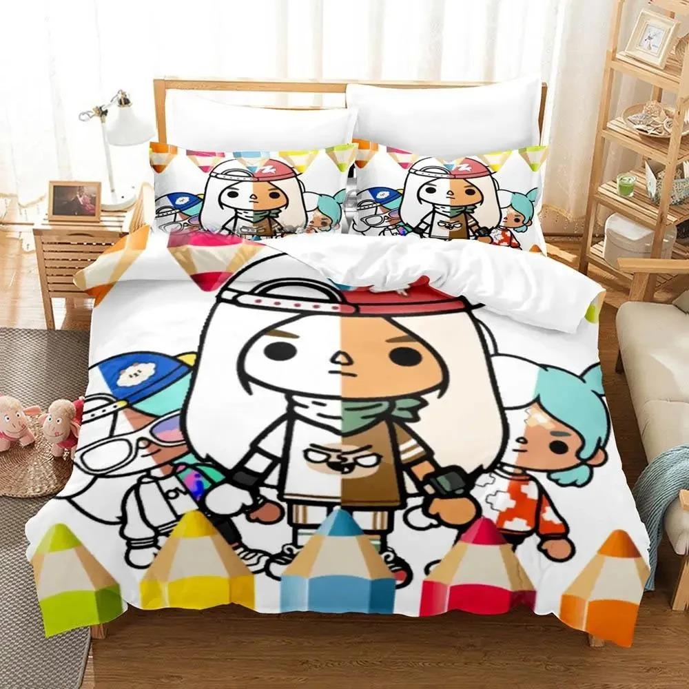 3D Anime Spel Toca Bocas Sängkläder Set King Twin Dubbel Barn Sängkläder Set Mikrofiber eller Polyester Påslakanset Hemtextilier