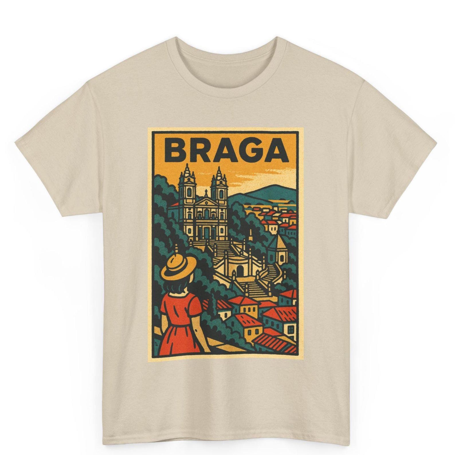 Braga Portugal T-Shirt: Retro Comic Style Heritage Tee M