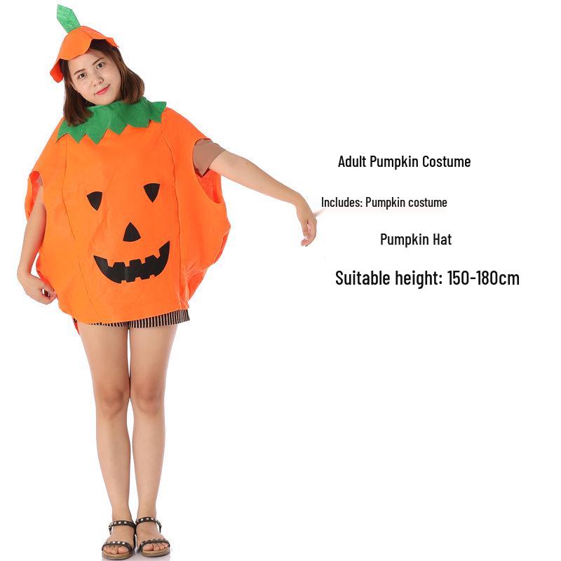 Halloween Costume Set: Pumpkin Cloak, Hat, and Bag for Boys, Girls, Adults, and Children - Perfect for Ghost Festival Dress-Up