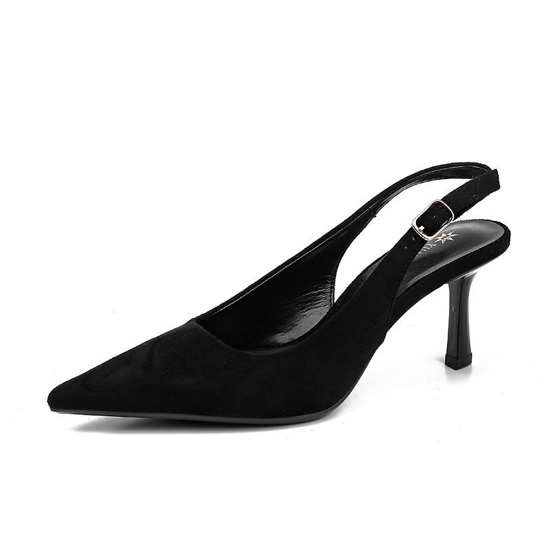 Grape Mother Temperament Small Pointed Head Shallow Mouth Empty High Heels Elegant Two Wear Kitten Versatile Single Shoes Women's Spring 2025