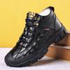 Men's Cotton Shoes Men's Winter New Warm and Piled Thickened Northeast Leather Wool High-top Non-slip Casual Leather Shoes