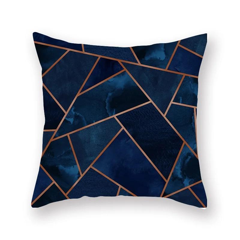 Retro Blue Printed Pillowcase Car Ornaments Office Living Room Sofa Home Pillowcase