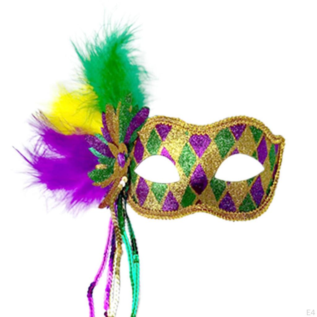 Masquerade Feather Mask Half Face Costume Comfortable Halloween Shield for Women Men