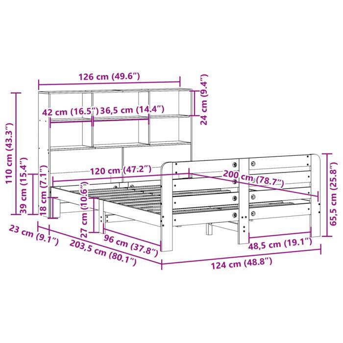 VidaXL Cadre de lit sans matelas cire marron 120x200cm bois pin massif 3309922