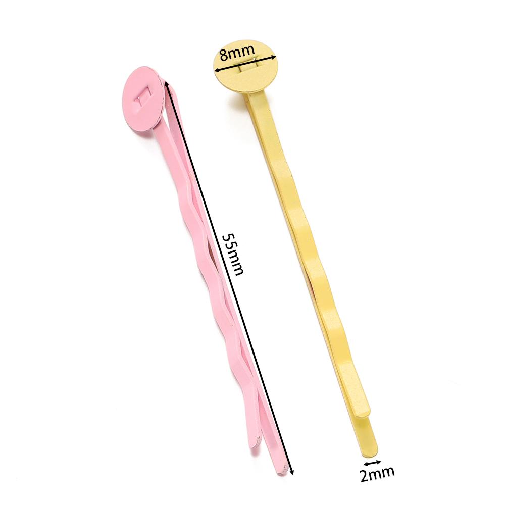 20pcs/Lot 8mm Inner Size Colorful Hair Clips Hairpin Blank Base Setting Cabochon Cameo Jewelry Making Accessories Supplies