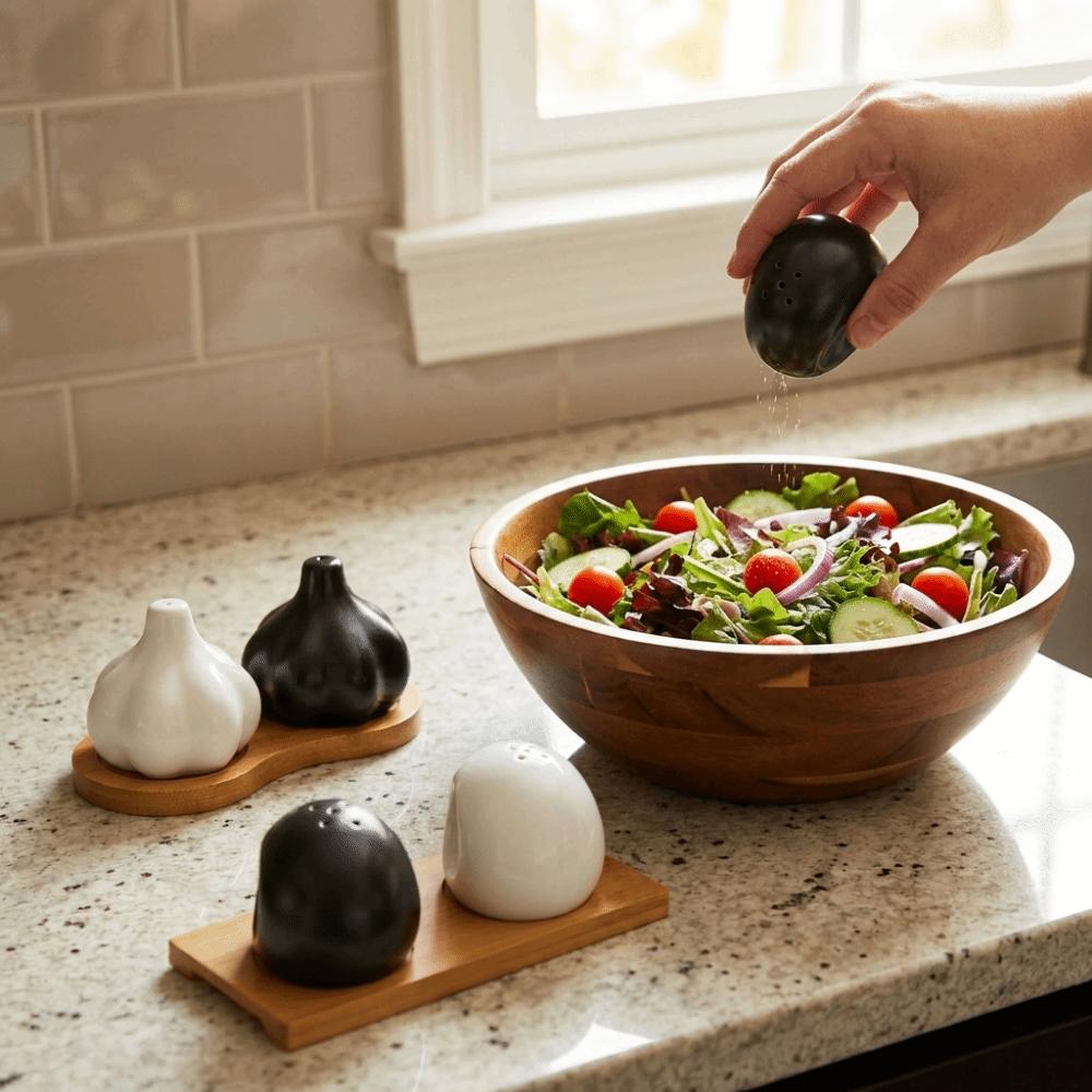 Decorative Garlic Shape Spice Jars Ceramic Spice Container Multi-functional Seasoning Jar Table
