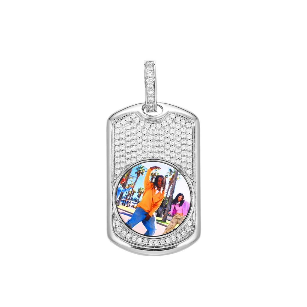 European American Custom Photo Hip Hop Pendant Necklace with Zircon