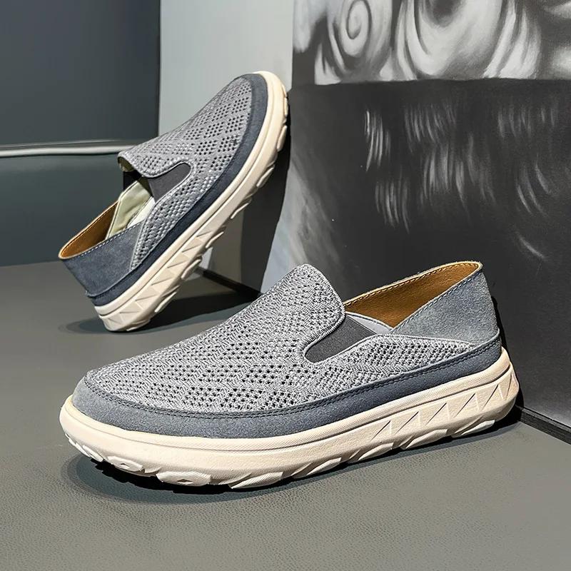 

Large Size Mesh Shoes Men s New Hollow Lightweight Slip-on Mesh Shoes Summer Breathable Casual Loafers 46 чорний