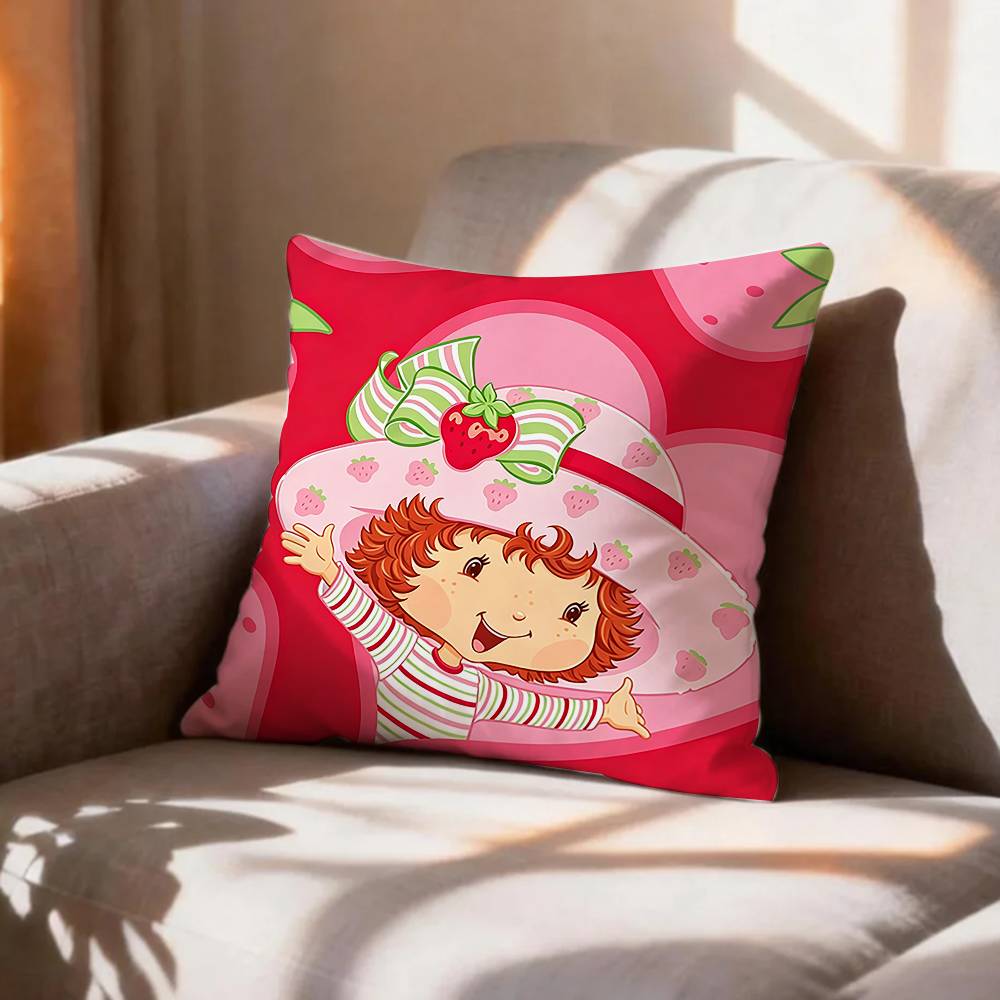 SStrawberry Cartoon SShortcake Girl Pillow Case Pattern Printed Pillowcase For Living Room Sofa Cushion Cover
