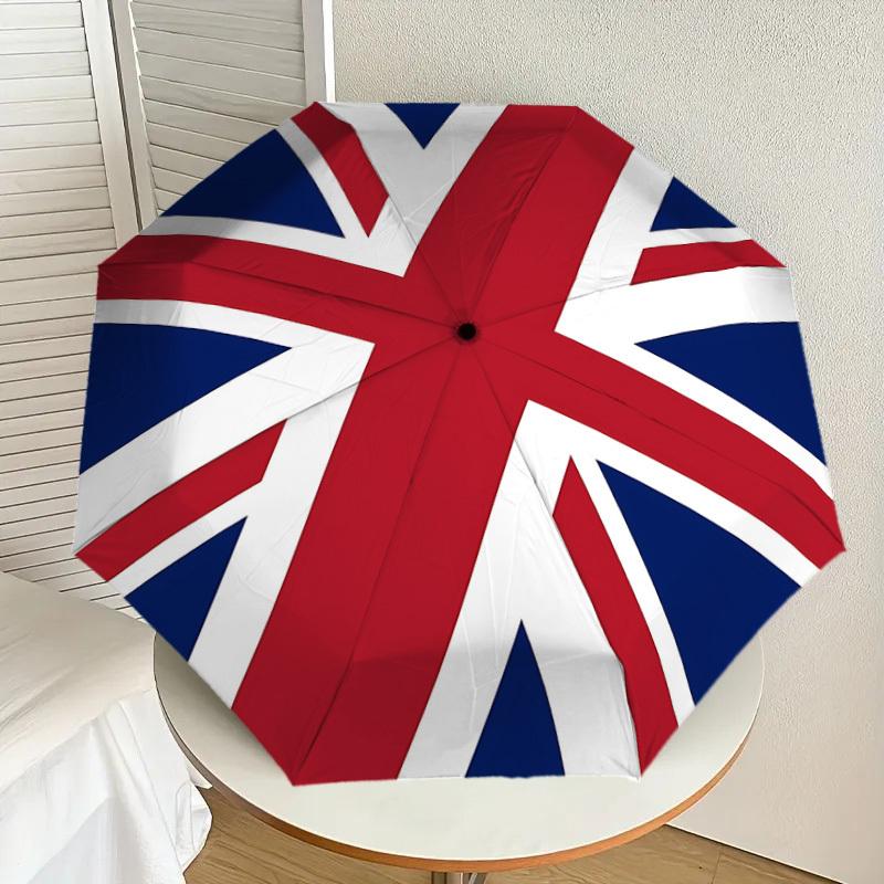 1pz Ombrello Automatico Apri/Chiudi Union Jack con Protezione Antivento, Telo Robusto a 8 Stecche, Stecche Resistenti, Design alla Moda1191A