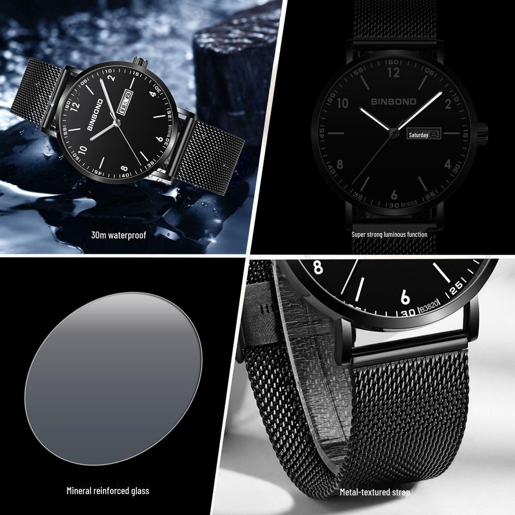 Men's Waterproof Ultra-Thin Quartz Watch - Automatic Mechanical, Trendy for Junior High Students