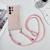Soft Silicone Phone Case For Samsung S26 Ultra S25 Edge S24 S23 FE S22 Plus Card Holder Lanyard Shockproof Protection Cover