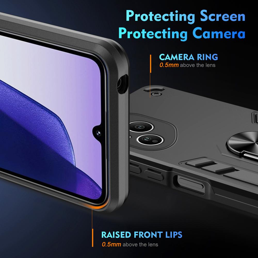 KEYSION Shockproof Armor Case for HONOR 400 Pro 5G Soft Silicone+PC Metal Ring Stand Phone Back Cover for Huawei Honor 400 5G