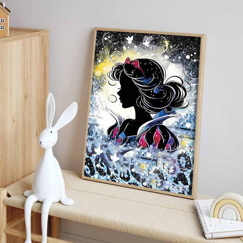 Disney Diamantmalerei Schneewittchen Silhouette Stil Kunst Illustration 5D Kreuzstich Hängendes Druck 5D Puzzle Mosaik Stickerei Heimdekoration