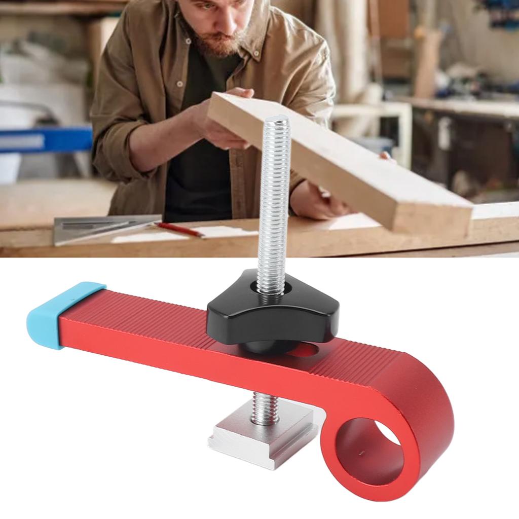 T Track Hold Down Clamps Kit Aluminum Alloy Woodworking T Track Clamp Tool Easy To Install Red