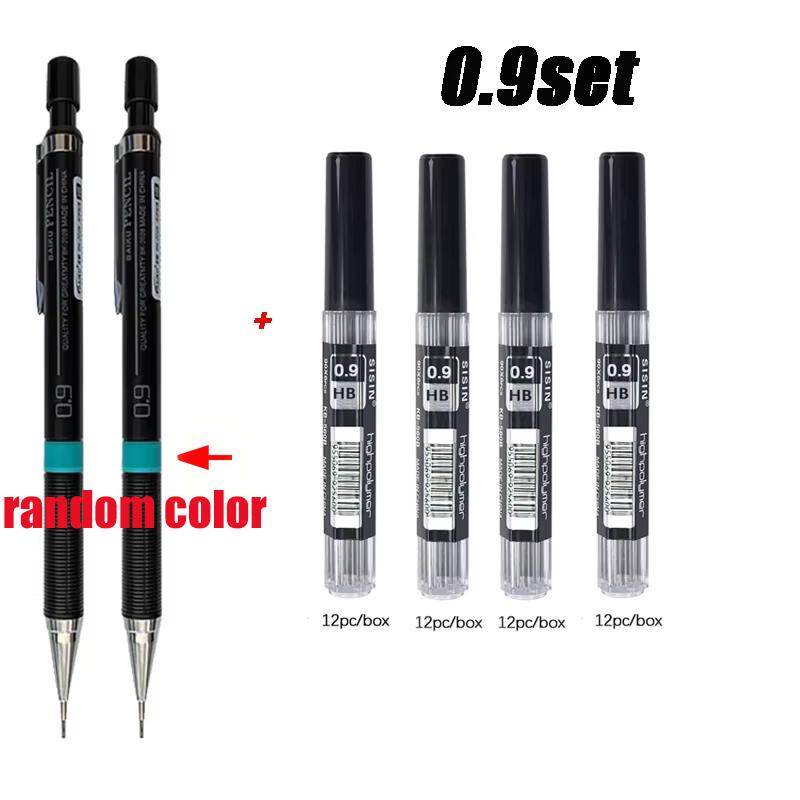 Mechanical Pencil with Refill Set 0.3/0.5/0.7/0.9mm Automatic Pencil Replaceable Leads Office School Writing Stationery Supply