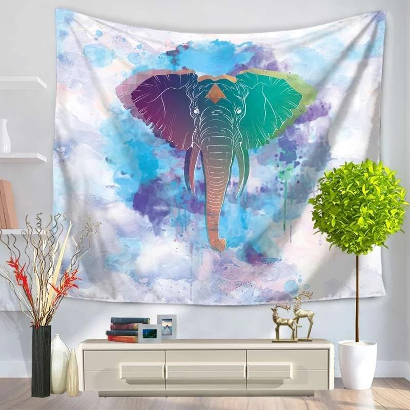 Retro Elephant Painting Hanging Cloth Home Wall Decoration Tapestry Office Living Room Tapestry