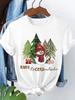 (Asian Size) letter style  Short Sleeve T-shirts  Merry Christmas Women's Top O-neck T Shirt Print  Fashion Casual New Year Clothing Graphic Tee