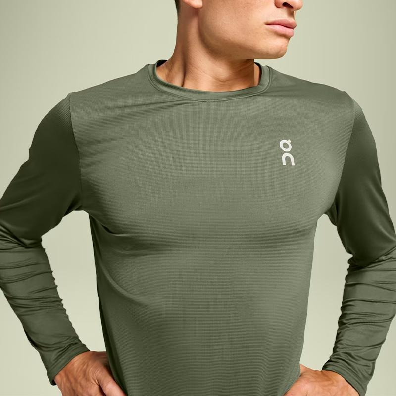 On Comfortable Round Neck Solid Color Lg Sleeve T-Shirt Men tops Pine-Green 1ME10750858