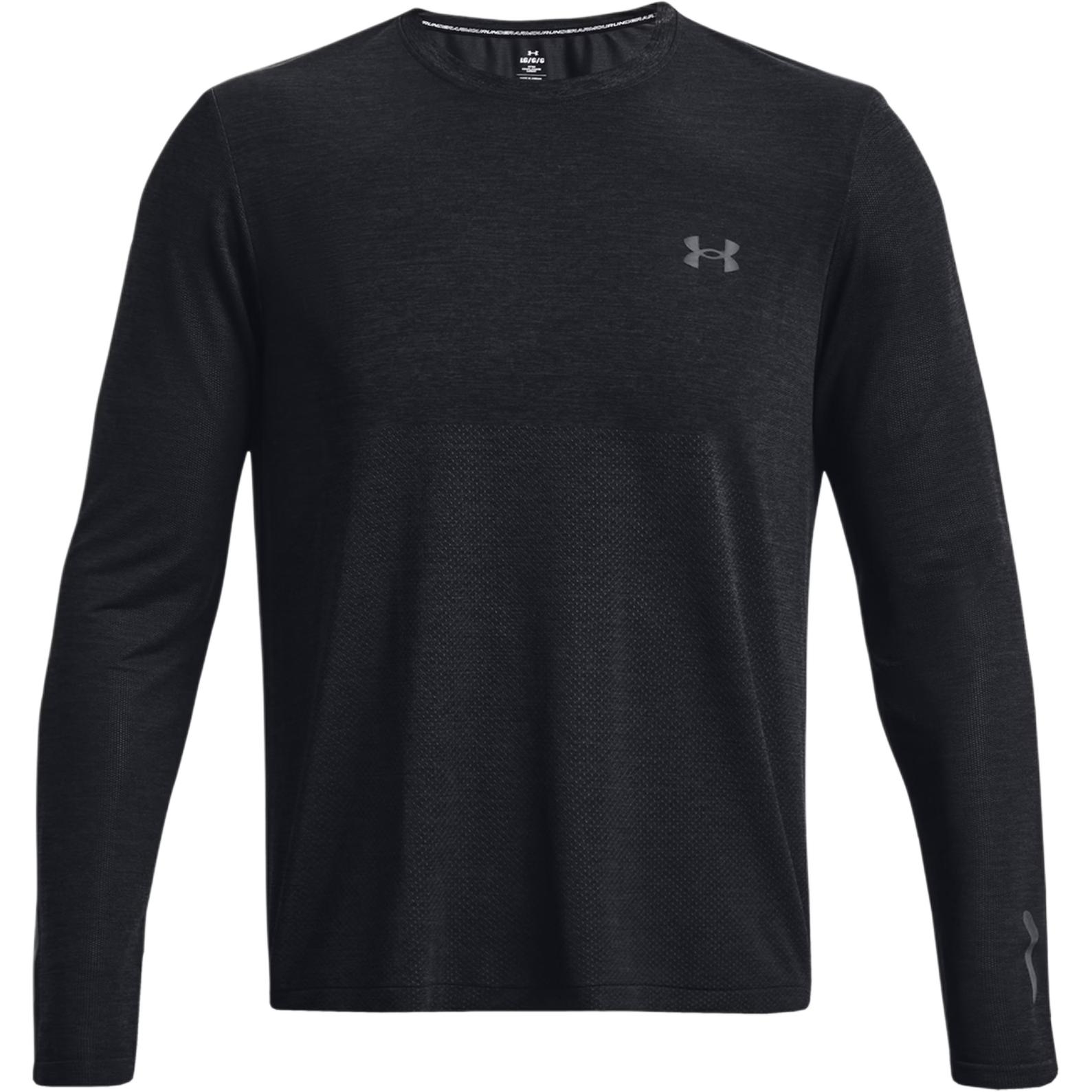 

Under Armour однотонный пуловер с круглым вырезом, прямая футболка с длинными рукавами, мужские топы, черный 1375693-001 M