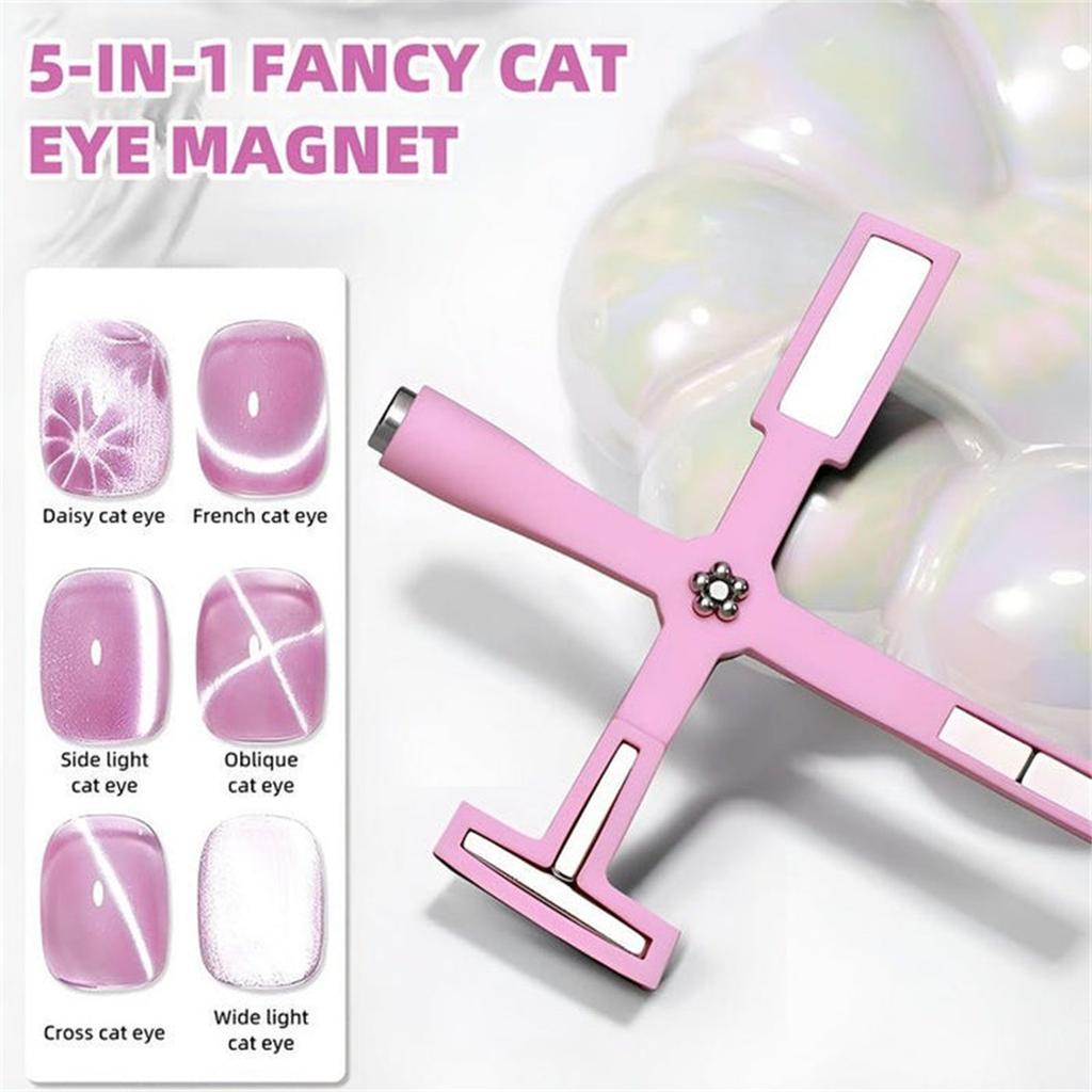5 In 1 Nail Magnet Tool, Upgraded Nail Magnet Pens With Silicone Protective Case, Multi-Function Magnet Stick 3D Magnetic Cat Eye Gel Polish