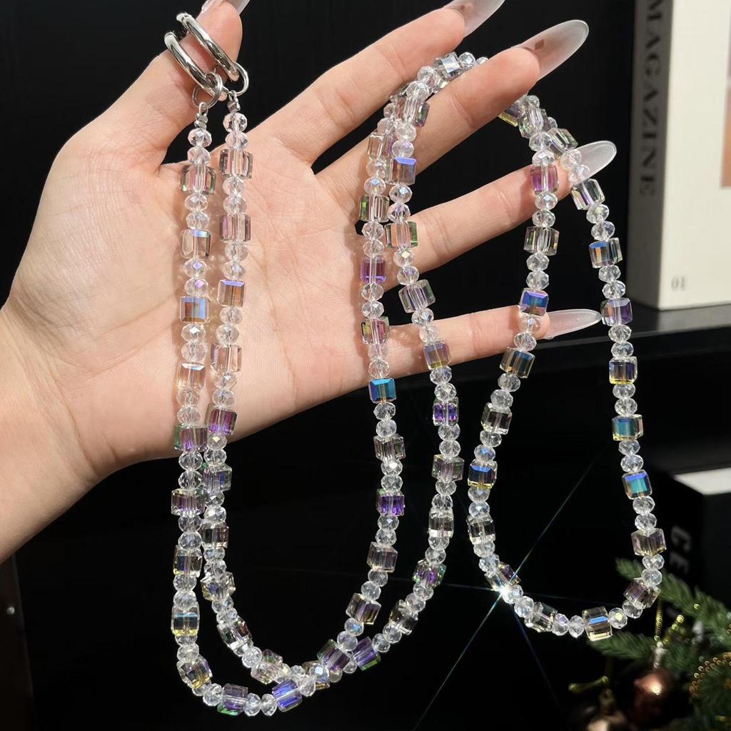 Handmade Sugar Crystal Beaded Phone Case Lanyard - Crossbody Wearable Chain