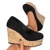 European and American large size wedge heel high heel single shoes autumn new shallow mouth single shoes
