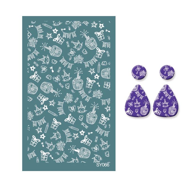 Polymer Clay Coloring Silk Screen Stencil Reusable Line Pattern Printing Clay Stamps DIY Earrings Jewelry Making Pottery Tools