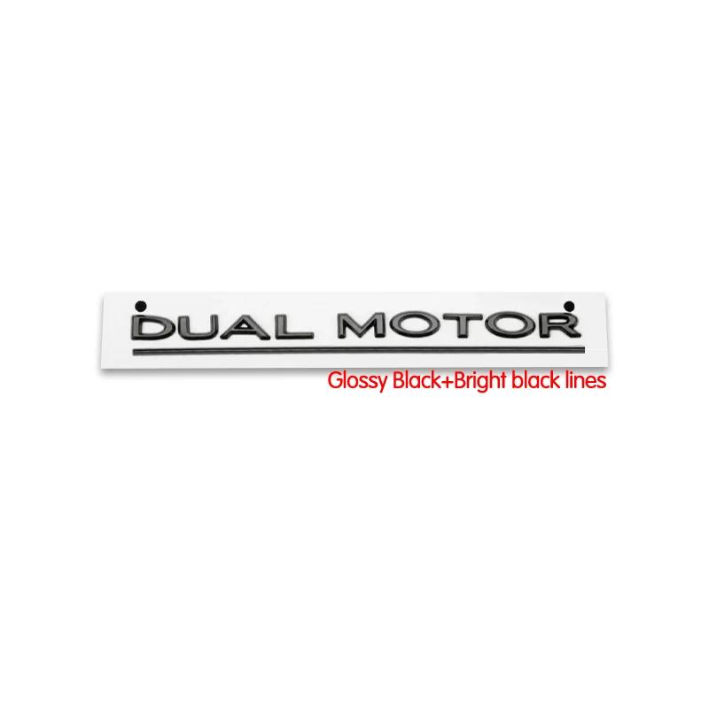 Emblemă cu Litere Subliniate DUAL MOTOR pentru Tesla Model Y 3 X S Stilizare Mașină Autocolant Insignă Portbagaj High Performance Crom Negru Roșu