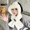 Cute cartoon Pacha plush puppy hooded scarf winter warm gloves hat ears scarf integrated three-piece set