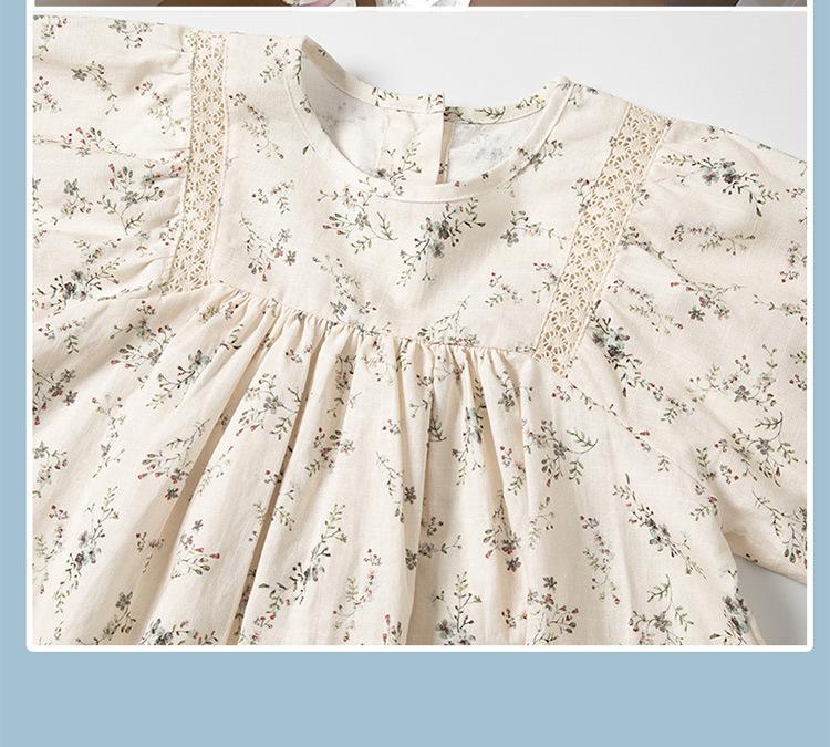 Frühling & Herbst 2025 Mädchen Blumen-Prinzessinnenkleid-Set
