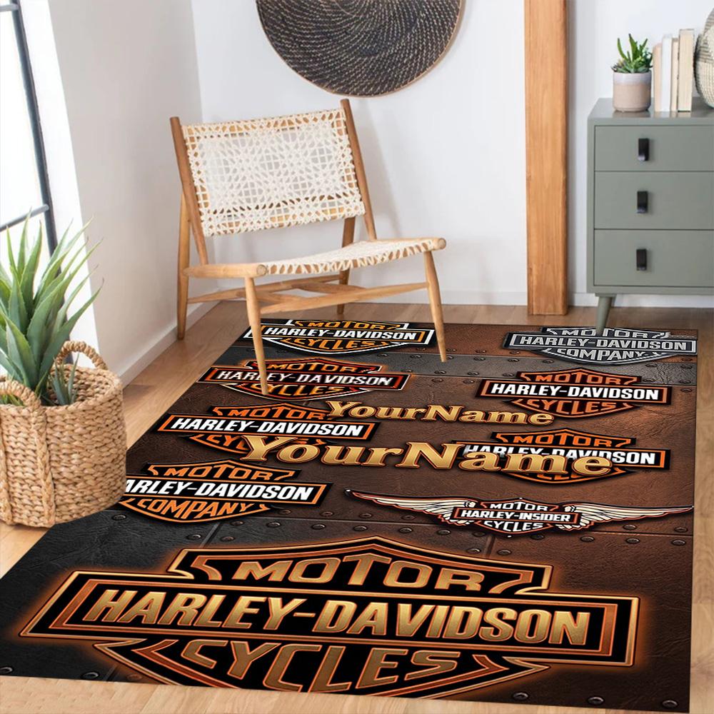Harley-davidson Motorcycles Personalized Name Area Rug Perfect for Outdoor Bedrooms Foyer Living Rooms Anti-slip Rug Anime Office Decor
