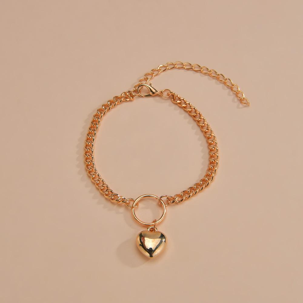 Supply Commuter Gold Love Pendant Metal Bracelet Adjustable Women's Bracelet