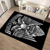 Harley Davidson Skull Wing Pattern Motorcycle Rug Black Style Carpet Suitable for use as an anti-slip for living room bedroom sofas