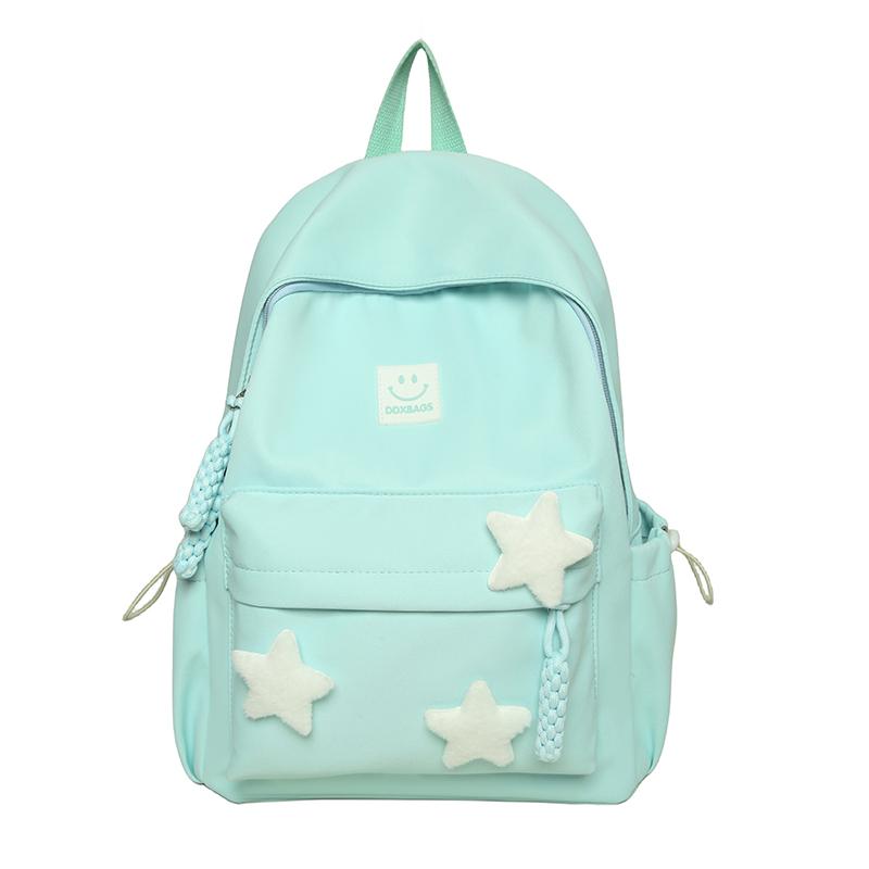 Cute Pink Backpack for Girls Fashionable Star Decorated School Bag with Plush Charm Ideal for Daily Use and School Cute Style Ba