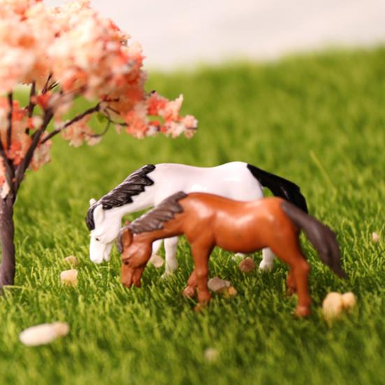 Micro Landscape Ornaments Realistic Horse Miniature Waterproof Small Horse Figurine for Moss Gardens Fish Tanks Desk Decor