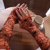 Gothic Halloween Gloves Lolita Mesh Mitten Fashion Spider Web Gloves  Cosplay
