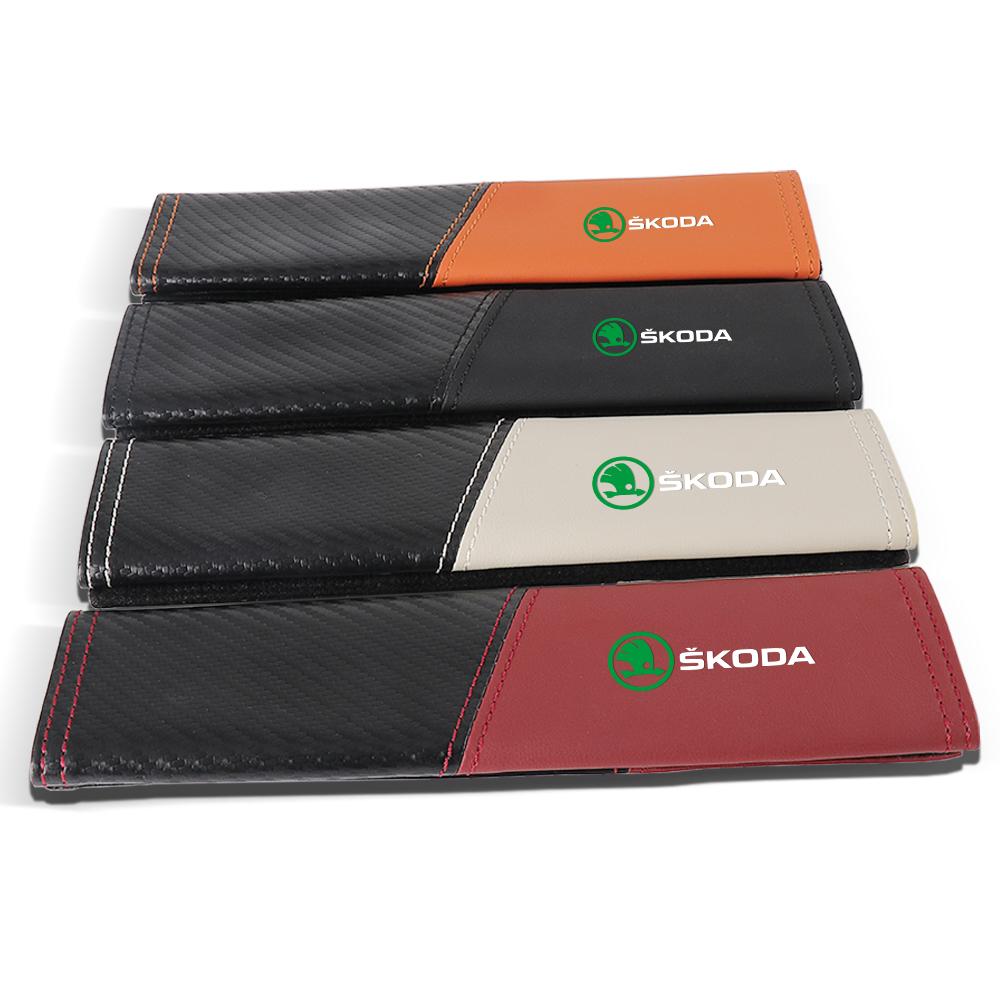 BAUL3 1/2pcs Car Safety Shoulder Strap Cover Adjustable Seat Belt Pad For Skoda Octavia Rapid Fabia Superb Kodiaq Scala Karop Kamiq S